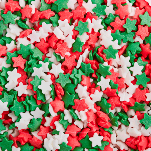 Посыпка кондитерская звёздочки "Красно-бело-зелёные мини" 50 г tp15789