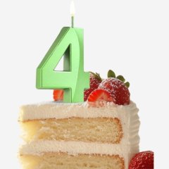 Свеча декоративная Цифра "4" Зелёная грань 5572738