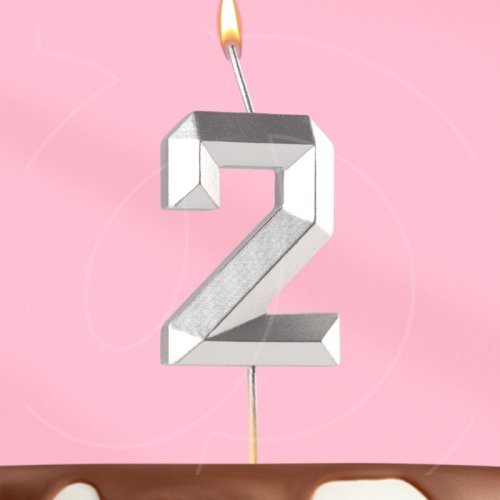 Свеча декоративная Цифра "2" Серебряная грань 10873663