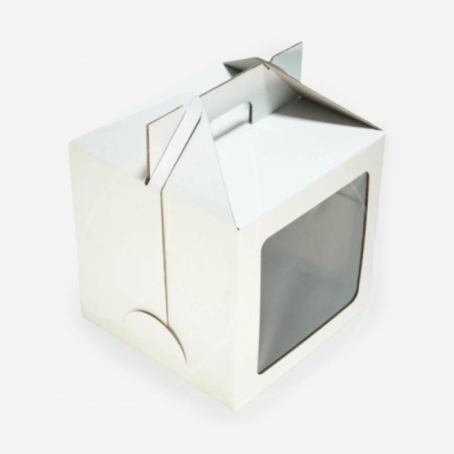 Коробка для торта с окном и ручкой белая 30х30х30 см 3-2-3