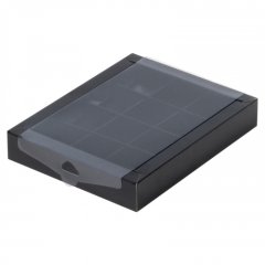 Коробка на 12 конфет с прозрачной крышкой чёрная 19х15х3см 050340 ф