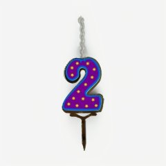 Свеча-топпер декоративная акриловая Цифра "2" 