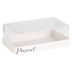 Коробка для сладостей с прозрачной крышкой "Present" 22х8х13,5 см 4807280
