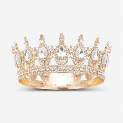 Топпер декоративный "Корона с камнями" Золото/Белый 12 см 