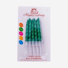 Свечи декоративные "Витки Зелёные" 7,5 см 10 шт Свеч-62