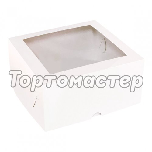 Коробка для торта с окном белая 22х22х11 см 