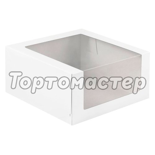 Коробка для торта с большим окном белая ForGenika 22х22х11 см ForG SHELF I W W 225*225*110 A